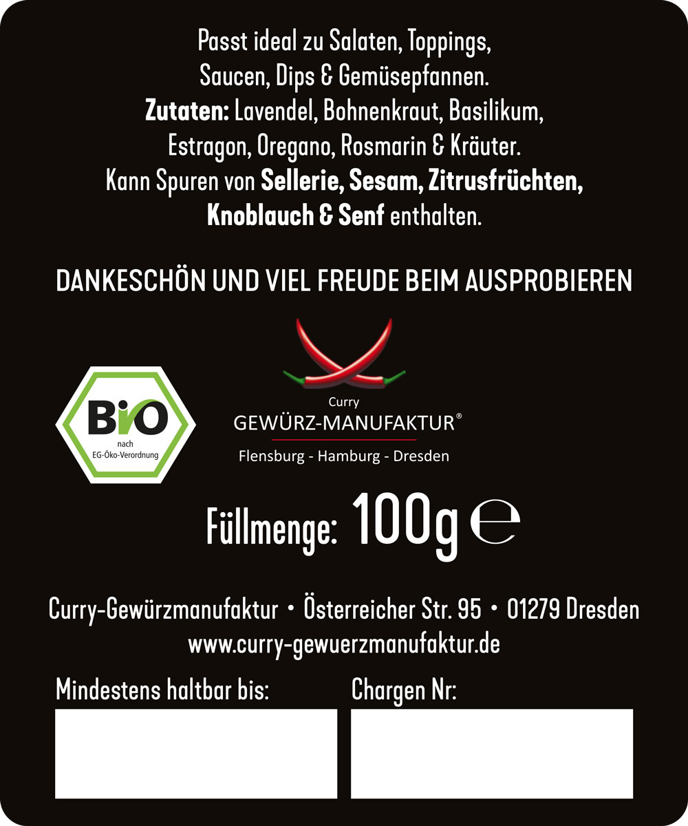 Kräuter der Provence Rückseite