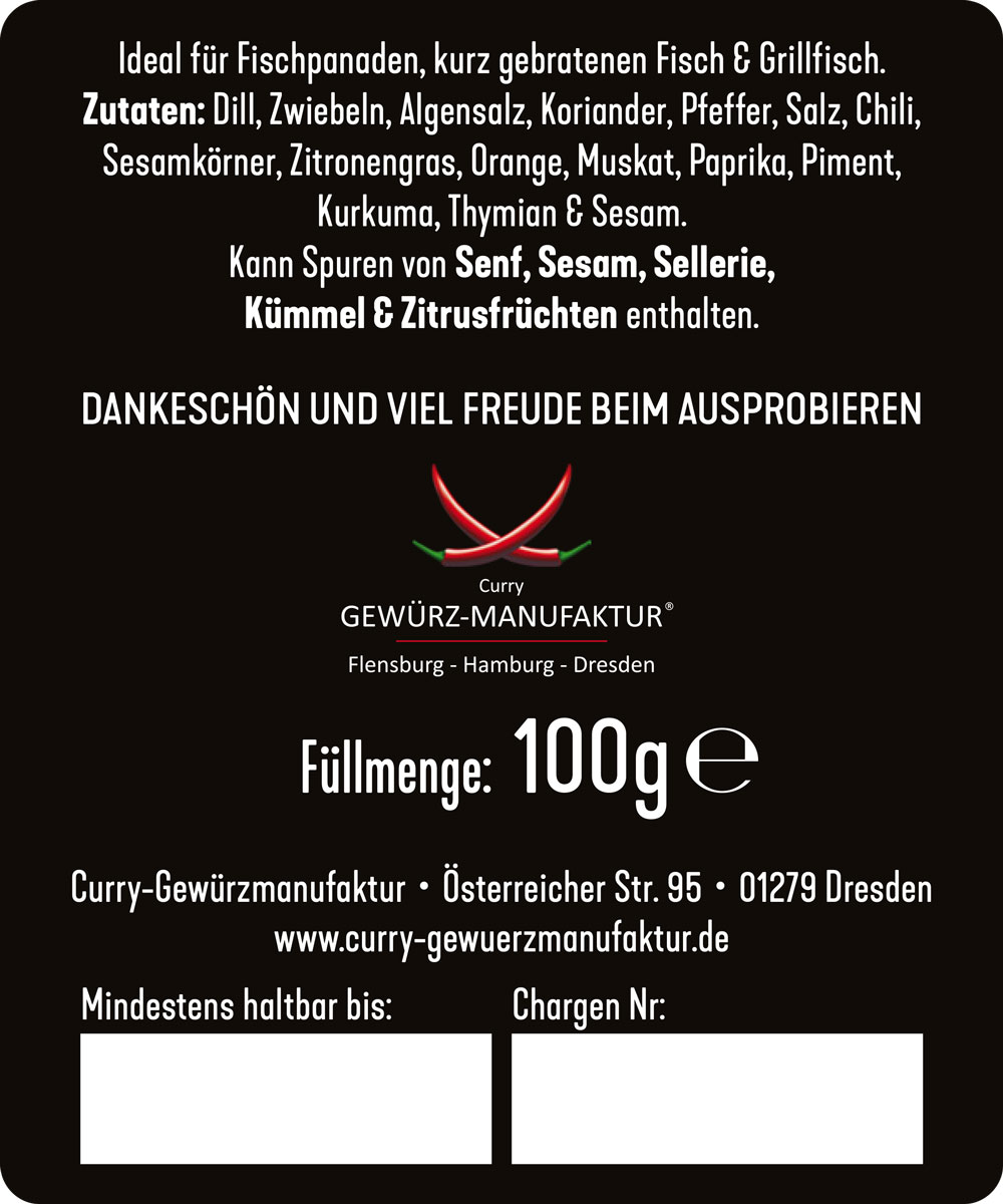 Fisch Gewürz Rückseite